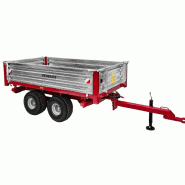 Remorque double essieu 2500 kg pour Micro-Tracteur - Benne galvanisée basculante hydraulique - 2400 x 1250 x 400 mm - Attelage anneau ø50 mm Torros AHRT2506H