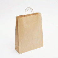Sac kraft vergé brun - poignées torsadées - 32x12x40cm - par 50