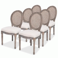 VidaXL Chaises à manger lot de 6 crème tissu Modèle Arpège - 274621