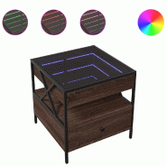 VidaXL Table basse avec LED Infinity chêne marron 50x50x51 cm Modèle Orion Pro - 847716