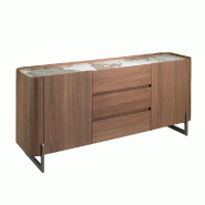 AC ANGEL CERDA Angel Cerdá Buffet en noyer et acier métallisé foncé avec dessus en marbre de porcelaine 3252C 180 x 45 x 80 - marron Bois massif 8