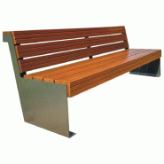 Banc Vendôme - Livré monté et emballé - Pieds en acier peint gris martelé - Lattes rainurées en bois tropical