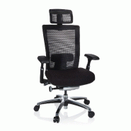 Chaise de bureau NOVA PRO I ALU tissu noir hjh OFFICE - noir polyester 657650