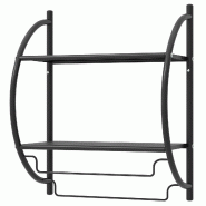 COSTWAY Porte-serviettes mural, barre porte-serviettes avec 2 étagères, porte-serviettes, barre porte-serviettes de bain (noir) - noir TI71466NW