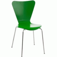 Décoshop26 - Chaise de cuisine salle à manger x1 empilable dossier triangle en bois vert et métal chromé 10_0003328 - 3000251525267 Décoshop26 - Chaise de cuisine salle à manger x1 empilable dossier triangle en bois vert et métal chromé 10_0003328 - 3000251525267