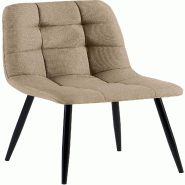 Décoshop26 - Chaise de salle à manger x1 avec coutures décoratives carrées en tissu taupe cadre métal 10_0007458 - métal 3000266119079