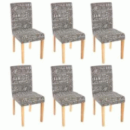 Décoshop26 - Lot de 6 chaises de salle à manger en tissu imprimé gris pieds clairs CDS04219 - gris 3000067978950 Décoshop26 - Lot de 6 chaises de salle à manger en tissu imprimé gris pieds clairs CDS04219 - gris 3000067978950