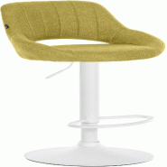 Décoshop26 - Tabouret de bar x1 avec repose-pieds réglables en tissu vert dossier ajouré et pied métal blanc 10_0006126 - blanc métal 3000265398598