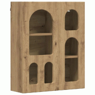 Helloshop26 - Armoire suspendue moderne chambre salle de bain 59 x 20 x 71 cm grand espace de stockage finition épurée en bois 02_0054790 - Bois mas