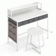 Helloshop26 - Bureau informatique avec tabouret 110 x 50 x 95,5 cm support ergonomique rangement pratique design contemporain en 20_0019576 - 30002330