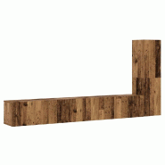 Helloshop26 - Lot de 3 meubles TV muraux modernes 100 x 30 x 30 cm grand espace de rangement design en bois d'ingénierie vieux bois 02_0055875 - Bois