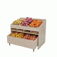 LES ARTISANS DU BOIS Présentoir fruits & légumes Déclic teinté verni chanvre l130xp80xh107cm - Bois massif 1RET0714B