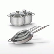 Lot 2 Faitouts 20/24 cm et 3 Poêles 24/28/32 cm Elo Relief Solution - gris 3176239942033