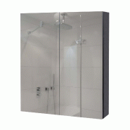 Mendler Armoire de toilette HWC-B19b, Armoire de salle de bains Armoire suspendue, 2 étagères haute brillance FSC®-certifié 70x60x16cm ~ noir - no