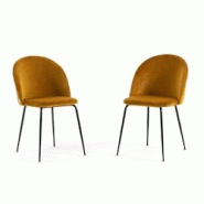 RATTATAN Lot de 2 chaises en velours avec pieds en métal, design élégant pour cuisine, salle à manger, bar ou restaurant – Sara – Moutarde/Gri RATTATAN Lot de 2 chaises en velours avec pieds en métal, design élégant pour cuisine, salle à manger, bar ou restaurant – Sara – Moutarde/Gri