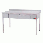 Romux® Table en Acier Inoxydable pour Restauration Murale avec 2 Tiroirs sans Étagère 1500x600x850 mm | Table de Travail en Inox Résistante - 8435