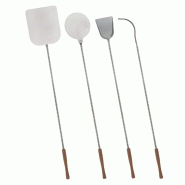Set de 4 Pelles à Pizza Inox Alimentaire Poignée en bois Hêtre Manche 138 à 150 cm - Kit Four à Bois, Pain Pizza INTEC - gris 3701599337894