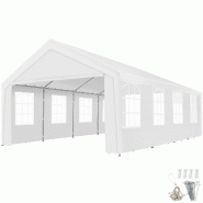 TecTake GmbH tectake Tente de réception MAMMOUTH, 4 x 8 m, imperméable, protection UV 50+, acier, bâche renforcée, fenêtres amovibles, blanc - bl