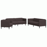 VidaXL Ensemble de canapés 3 pcs marron foncé tissu Modèle Xervoria - 3209232 VidaXL Ensemble de canapés 3 pcs marron foncé tissu Modèle Xervoria - 3209232