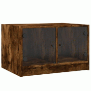 VidaXL Table basse avec portes en verre chêne fumé 68x50x42 cm Modèle Atlas Infinite Edge - 836368