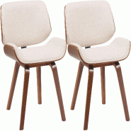 CLP Chaises de salle a manger Beverley lot de 2 en tissu Tissu HBT: 80x55x41 cm Noyer Crème - beige textile 328505