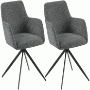 CLP Lot de 2 chaises de salle a manger Olema en tissu Tissu HBT: 81x56x62 cm Gris - gris textile 327371