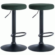 CLP Lot de 2 tabourets de bar Ponte velours Vert/Métal noir mat - vert textile 323474 CLP Lot de 2 tabourets de bar Ponte velours Vert/Métal noir mat - vert textile 323474