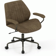 COSTWAY Chaise bureau ergonomique, pivotante avec accoudoirs rembourrés, hauteur réglable, bascule, Vert Olive - marron métal VH34800SZ