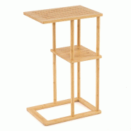 COSTWAY lot de 2 tables d’appoint rectangulaires compactes étagères bambou, table thé, canapé, déco, chevet, angle - marron Bambou VH35926ZM-4