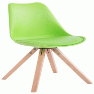 Décoshop26 - Chaise de salle à manger design scandinave en plastique et PVC vert et pieds en bois clair forme carré 10_0008509 - 3000266692275