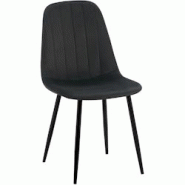 Décoshop26 - Chaise de salle à manger x1 design moderne coutures verticales velours noir et pieds en métal noir 10_0001987 - noir 3000250783934 Décoshop26 - Chaise de salle à manger x1 design moderne coutures verticales velours noir et pieds en métal noir 10_0001987 - noir 3000250783934