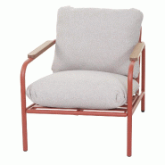 Décoshop26 - Fauteuil de jardin confortable structure tubulaire moderne en aluminium terracotta avec coussins beige 04_0009597 - beige aluminium 3000