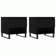 Décoshop26 - Lot de 2 tables de chevets avec tiroir 50 x 46 x 50 cm bois d'ingénierie noir et métal DEC040413 - noir métal 3000264925290