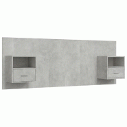 Décoshop26 - Tête de lit accessoire couchage chambre à coucher meuble avec chevet intégré étagère MDF gris TDL0205816 - gris 3000892588003