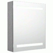 Helloshop26 - Armoire de salle de bain à miroir LED moderne avec éclairage intérieur 50 x 14 x 60 cm en MDF gris béton 02_0046734 - gris verre 300