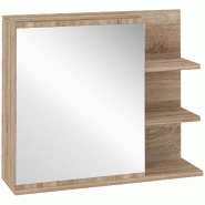 Helloshop26 - Armoire miroir murale salle de bain 60 x 18 x 50 cm rangement 4 étagères scandinave en panneau de particules chêne 21_0001908 - Bois