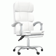 Helloshop26 - Chaise fauteuil siège pivotante de inclinable de bureau informatique étude similicuir blanc 02_0024232 - blanc métal 3000215323649