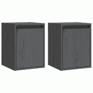 Helloshop26 - Lot de 2 armoires murales déco pratique 30 x 30 x 40 cm en bois de pin massif gris 02_0048083 - gris Bois massif 3000235098541
