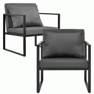 Helloshop26 - Lot de 2 chaises de jardin extérieures robustes avec coussins confortables noir 70 x 60 x 60 cm 03_0000173 - noir métal 3000028299780