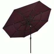 Helloshop26 - Parasol à 3 niveaux avec mât en aluminium 3,5 m bordeaux 02_0008754 - aluminium 3000466482720
