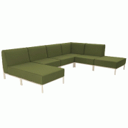 Oviala Business Salon de jardin bas modulable uni 6 places vert kaki Oviala 360 x 180 x 78 cm - vert polyester 115933
