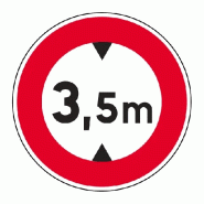 Panneau B12 - Accès interdit aux véhicules ayant une hauteur supérieure panneau seul