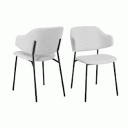SalesFever Fauteuil Bouclé Lot de 2 | Housse en tissu bouclé | Pieds de chaise en métal | L 54 x P 59 x H 83 cm | blanc – noir - multicolore mult SalesFever Fauteuil Bouclé Lot de 2 | Housse en tissu bouclé | Pieds de chaise en métal | L 54 x P 59 x H 83 cm | blanc – noir - multicolore mult