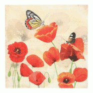 Serviettes, 3 plis pliage ¼ 33 cm x 33 cm "Poppy Flowers" (200 unités) PAPSTAR - rouge papier 89296