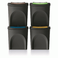 Set 4 poubelles Keden Sortibox - 100% plastique recyclé, noir, 100L - noir plastique ZA5657