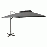 VidaXL Parasol de jardin en porte-à-faux avec double toit anthracite Modèle Titan Riviera - noir 312372