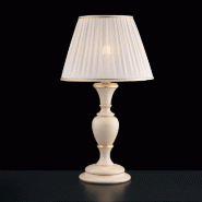 Bonetti Illumina Fiorenza Lampe en bois ivoire et doré 1 lumière avec abat-jour dm.35 H.62 d.35 BL172-LM-AV - beige 8050713210144