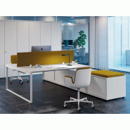 Bureau bench 2 personnes sur crédence bois blanc Bureau bench 2 personnes sur crédence bois blanc