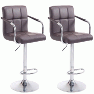 CLP Lot de 2 Tabourets de Bar Lucy  V2 en Similicuir Marron/Chrome - marron polyester 315808