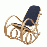 Décoshop26 - Fauteuil à bascule rocking chair en bois clair assise en tissu gris anthracite FAB040027 - gris Bois massif 3000502669603